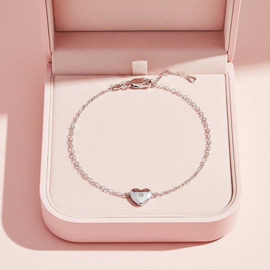 Heart Solitaire Link Bracelet | Moissanite | Prm9147 - Bracelets | Singapore Jewellery, Wedding Rings &amp; Gifts | Same Day Delivery | Tiara.com.sg