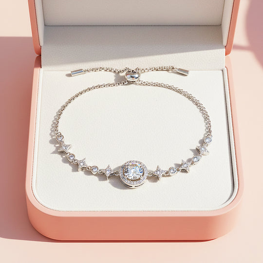 Round Halo Slider Bracelet | Moissanite | Prm9149 - Bracelets | Singapore Jewellery, Wedding Rings &amp; Gifts | Same Day Delivery | Tiara.com.sg