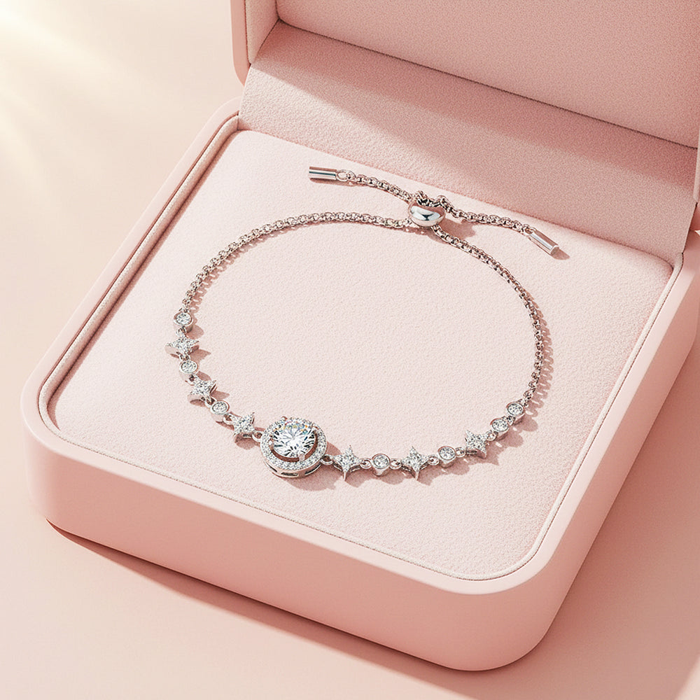 Round Halo Slider Bracelet | Moissanite | Prm9149 - Bracelets | Singapore Jewellery, Wedding Rings & Gifts | Same Day Delivery | Tiara.com.sg