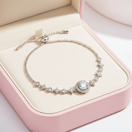 Round Halo Slider Bracelet | Moissanite | Prm9149 - Bracelets | Singapore Jewellery, Wedding Rings &amp; Gifts | Same Day Delivery | Tiara.com.sg