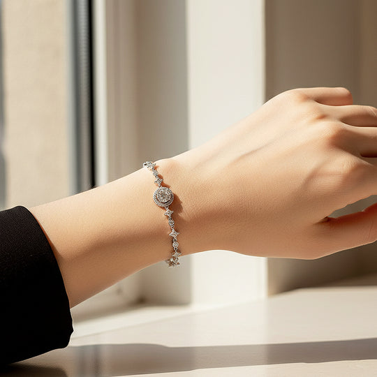 Round Halo Slider Bracelet | Moissanite | Prm9149 - Bracelets | Singapore Jewellery, Wedding Rings &amp; Gifts | Same Day Delivery | Tiara.com.sg