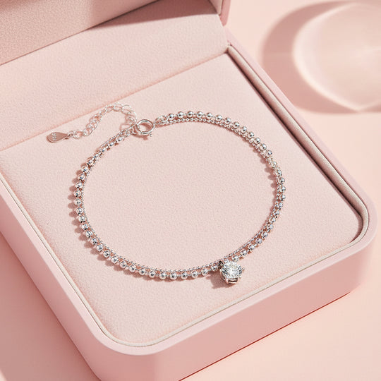 Solitaire Double-Layer Bracelet | Moissanite | Prm9151 - Bracelets | Singapore Jewellery, Wedding Rings &amp; Gifts | Same Day Delivery | Tiara.com.sg
