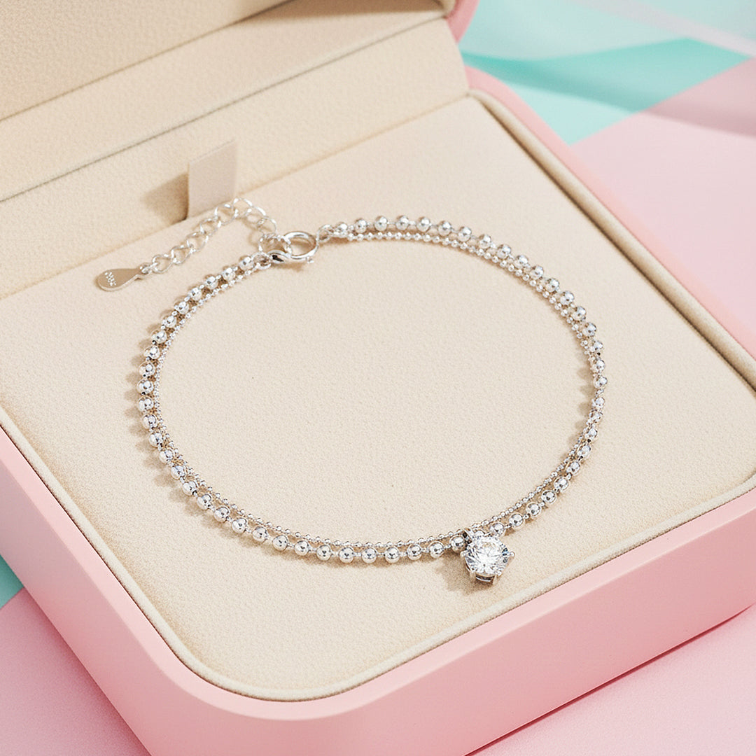 Solitaire Double-Layer Bracelet | Moissanite | Prm9151 - Bracelets | Singapore Jewellery, Wedding Rings &amp; Gifts | Same Day Delivery | Tiara.com.sg