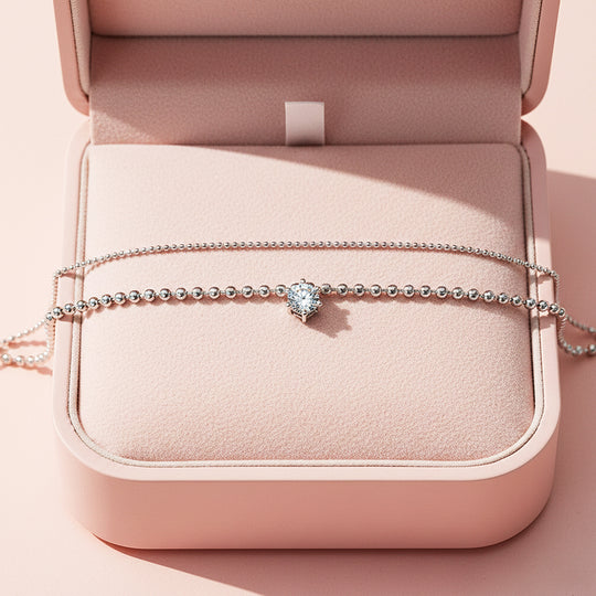 Solitaire Double-Layer Bracelet | Moissanite | Prm9151 - Bracelets | Singapore Jewellery, Wedding Rings &amp; Gifts | Same Day Delivery | Tiara.com.sg