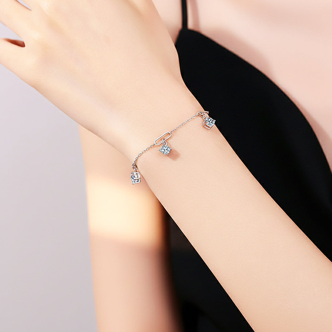 Triple Solitaire Paperclip Bracelet | Moissanite | Prm9153 - Bracelets | Singapore Jewellery, Wedding Rings &amp; Gifts | Same Day Delivery | Tiara.com.sg