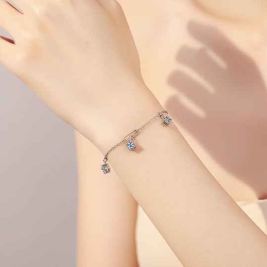 Triple Solitaire Paperclip Bracelet | Moissanite | Prm9153 - Bracelets | Singapore Jewellery, Wedding Rings &amp; Gifts | Same Day Delivery | Tiara.com.sg