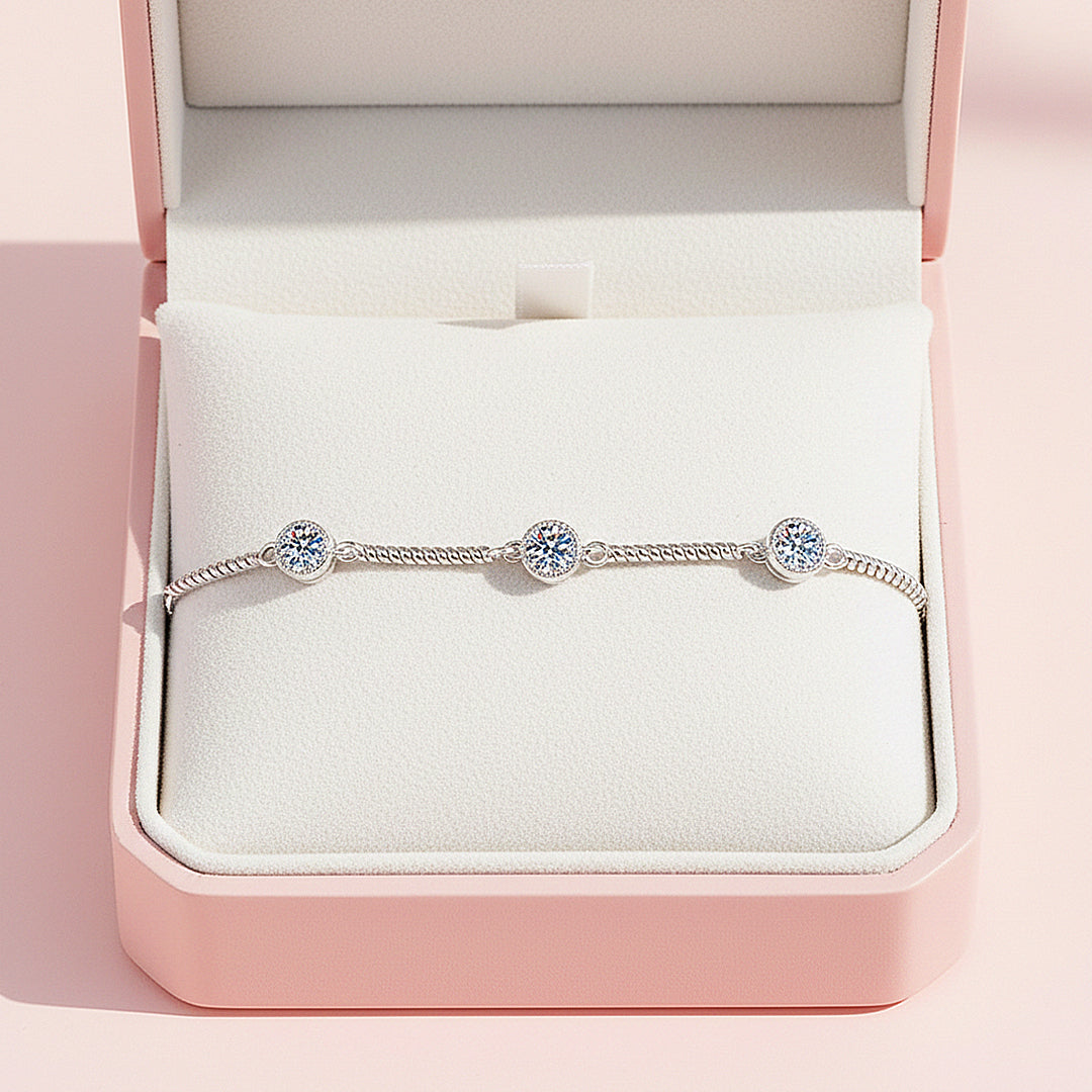 Curved Bar Station Bracelet | Moissanite | Prm9154 - Bracelets | Singapore Jewellery, Wedding Rings &amp; Gifts | Same Day Delivery | Tiara.com.sg
