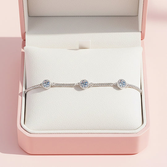 Curved Bar Station Bracelet | Moissanite | Prm9154 - Bracelets | Singapore Jewellery, Wedding Rings &amp; Gifts | Same Day Delivery | Tiara.com.sg