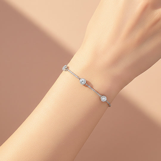 Curved Bar Station Bracelet | Moissanite | Prm9154 - Bracelets | Singapore Jewellery, Wedding Rings &amp; Gifts | Same Day Delivery | Tiara.com.sg