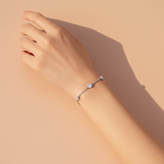 Curved Bar Station Bracelet | Moissanite | Prm9154 - Bracelets | Singapore Jewellery, Wedding Rings &amp; Gifts | Same Day Delivery | Tiara.com.sg