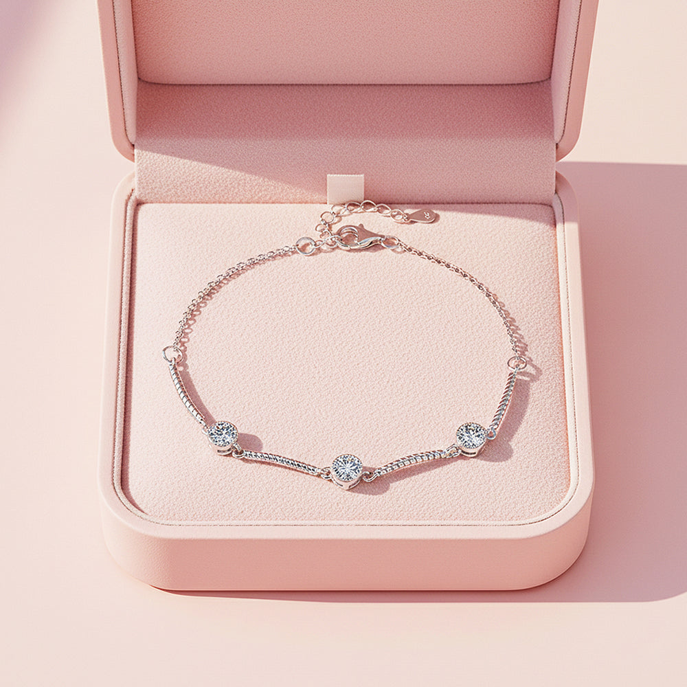 Curved Bar Station Bracelet | Moissanite | Prm9154 - Bracelets | Singapore Jewellery, Wedding Rings & Gifts | Same Day Delivery | Tiara.com.sg