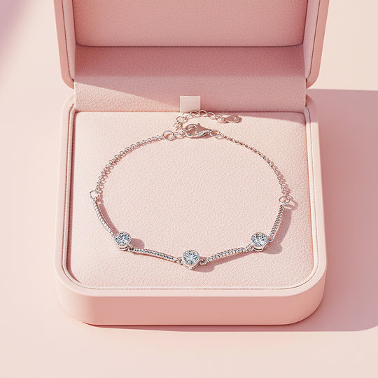 Curved Bar Station Bracelet | Moissanite | Prm9154 - Bracelets | Singapore Jewellery, Wedding Rings &amp; Gifts | Same Day Delivery | Tiara.com.sg