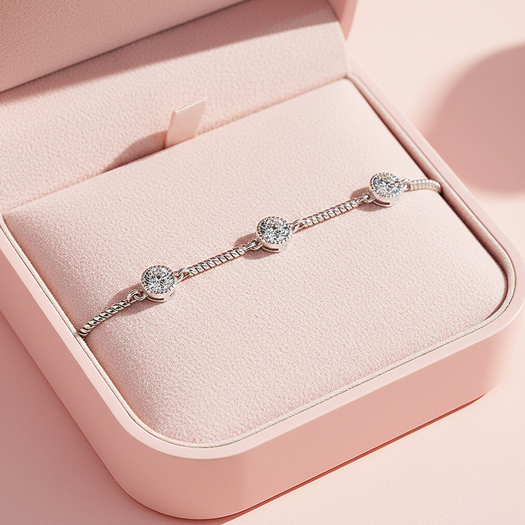 Curved Bar Station Bracelet | Moissanite | Prm9154 - Bracelets | Singapore Jewellery, Wedding Rings &amp; Gifts | Same Day Delivery | Tiara.com.sg