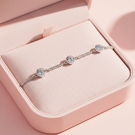 Curved Bar Station Bracelet | Moissanite | Prm9154 - Bracelets | Singapore Jewellery, Wedding Rings &amp; Gifts | Same Day Delivery | Tiara.com.sg