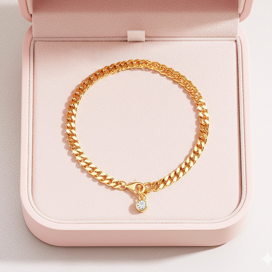 Bezel Cuban Link Bracelet | Moissanite | Prm9155 - Bracelets | Singapore Jewellery, Wedding Rings & Gifts | Same Day Delivery | Tiara.com.sg