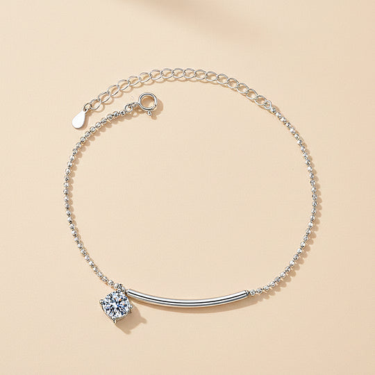 Curved Bar Solitaire Bracelet | Moissanite | Prm9158 - Bracelets | Singapore Jewellery, Wedding Rings &amp; Gifts | Same Day Delivery | Tiara.com.sg