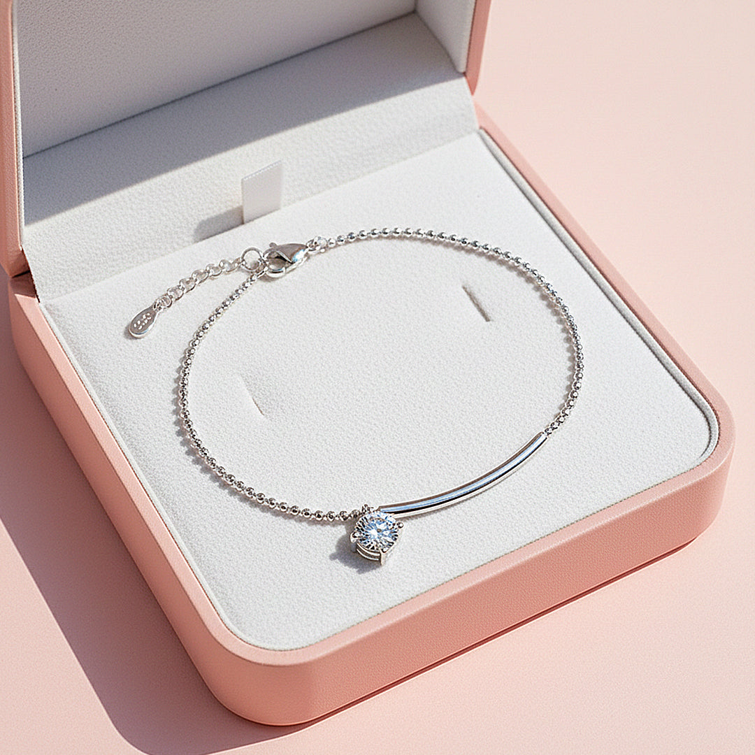 Curved Bar Solitaire Bracelet | Moissanite | Prm9158 - Bracelets | Singapore Jewellery, Wedding Rings &amp; Gifts | Same Day Delivery | Tiara.com.sg