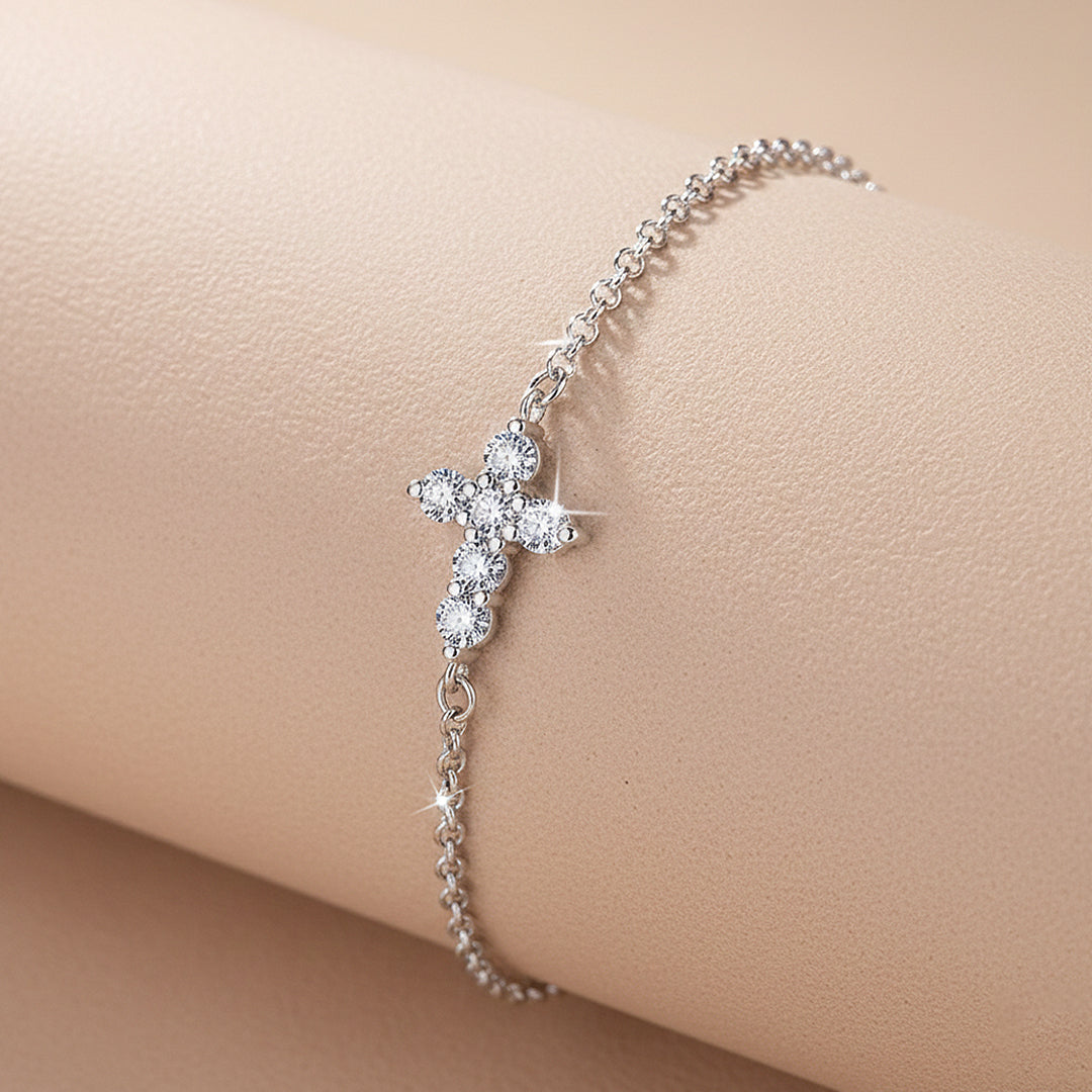 Floral Cross Link Bracelet | Moissanite | Prm9160 - Bracelets | Singapore Jewellery, Wedding Rings &amp; Gifts | Same Day Delivery | Tiara.com.sg