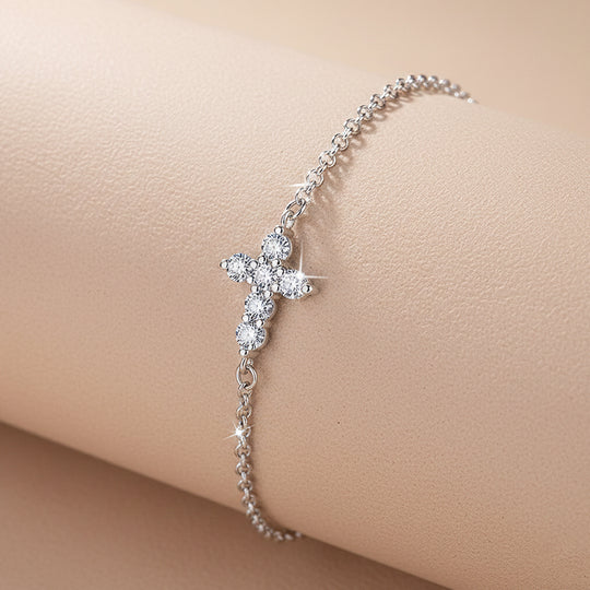 Floral Cross Link Bracelet | Moissanite | Prm9160 - Bracelets | Singapore Jewellery, Wedding Rings &amp; Gifts | Same Day Delivery | Tiara.com.sg