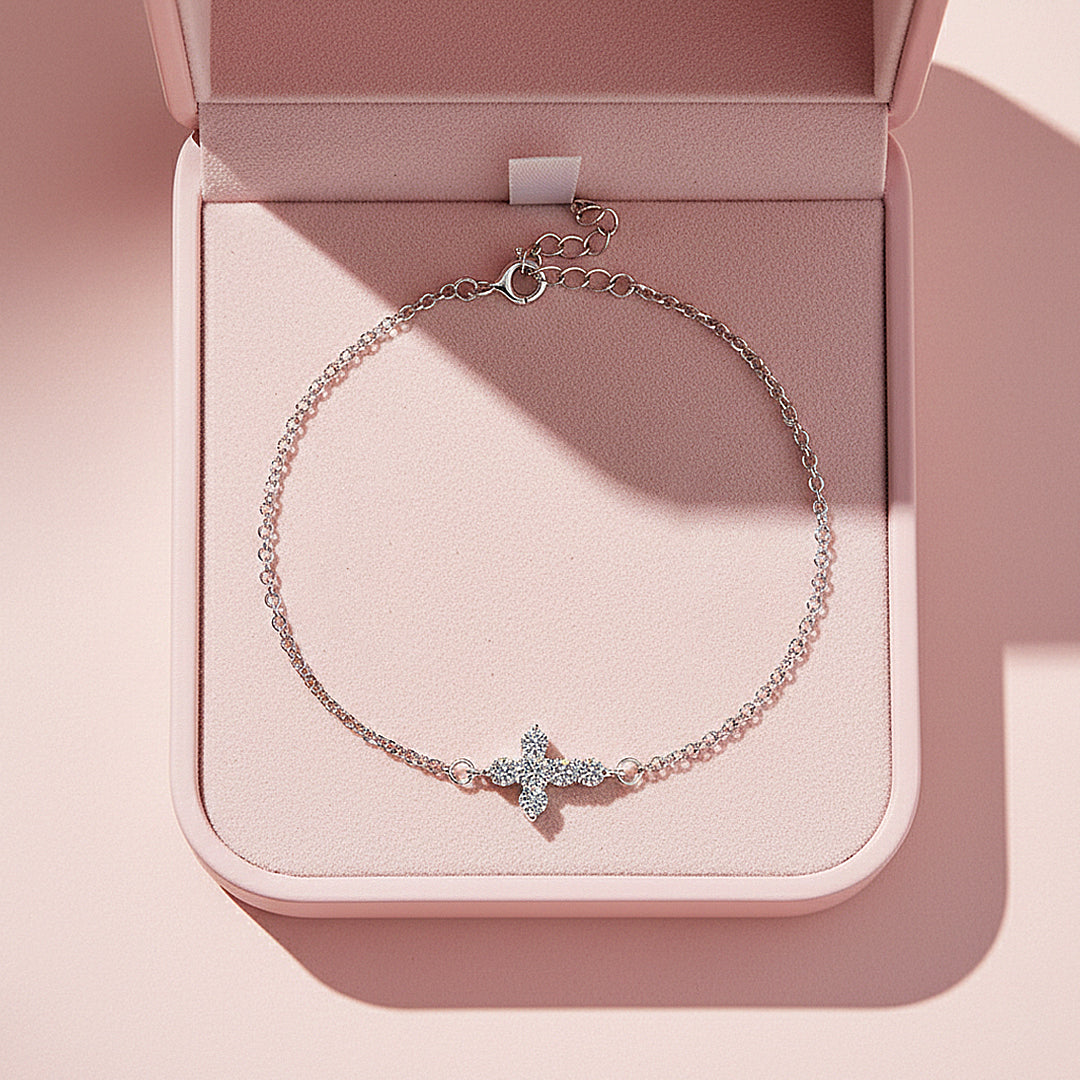 Floral Cross Link Bracelet | Moissanite | Prm9160 - Bracelets | Singapore Jewellery, Wedding Rings &amp; Gifts | Same Day Delivery | Tiara.com.sg
