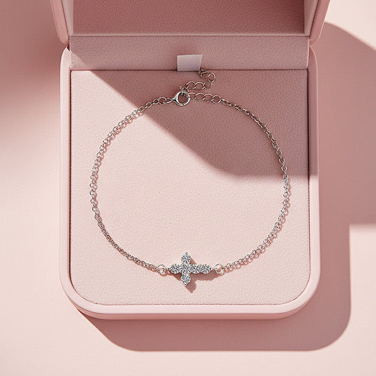 Floral Cross Link Bracelet | Moissanite | Prm9160 - Bracelets | Singapore Jewellery, Wedding Rings &amp; Gifts | Same Day Delivery | Tiara.com.sg