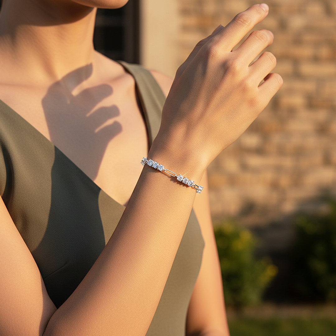 Paperclip Tennis Bracelet | Moissanite | Prm9161 - Bracelets | Singapore Jewellery, Wedding Rings &amp; Gifts | Same Day Delivery | Tiara.com.sg