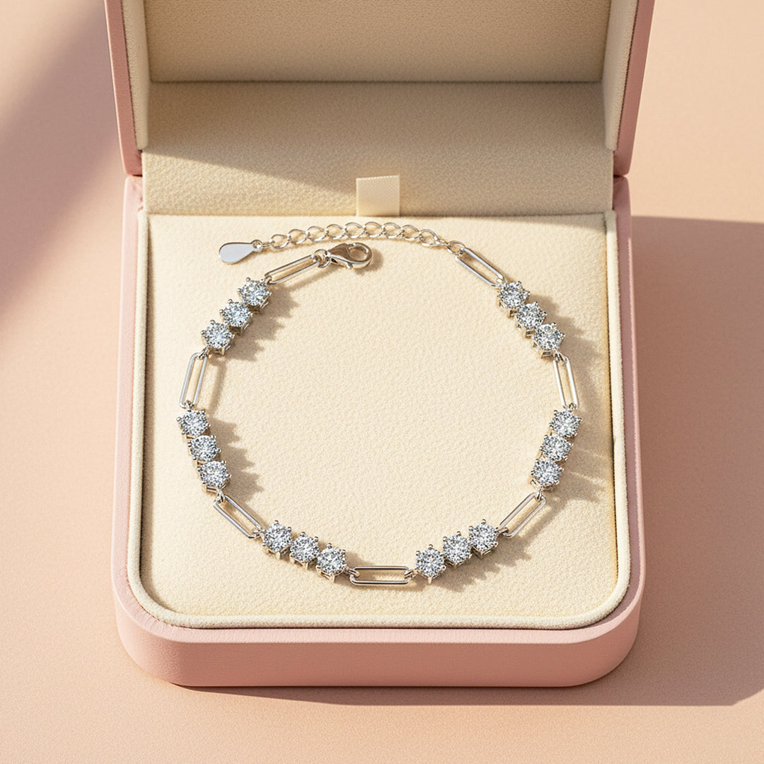 Paperclip Tennis Bracelet | Moissanite | Prm9161 - Bracelets | Singapore Jewellery, Wedding Rings &amp; Gifts | Same Day Delivery | Tiara.com.sg