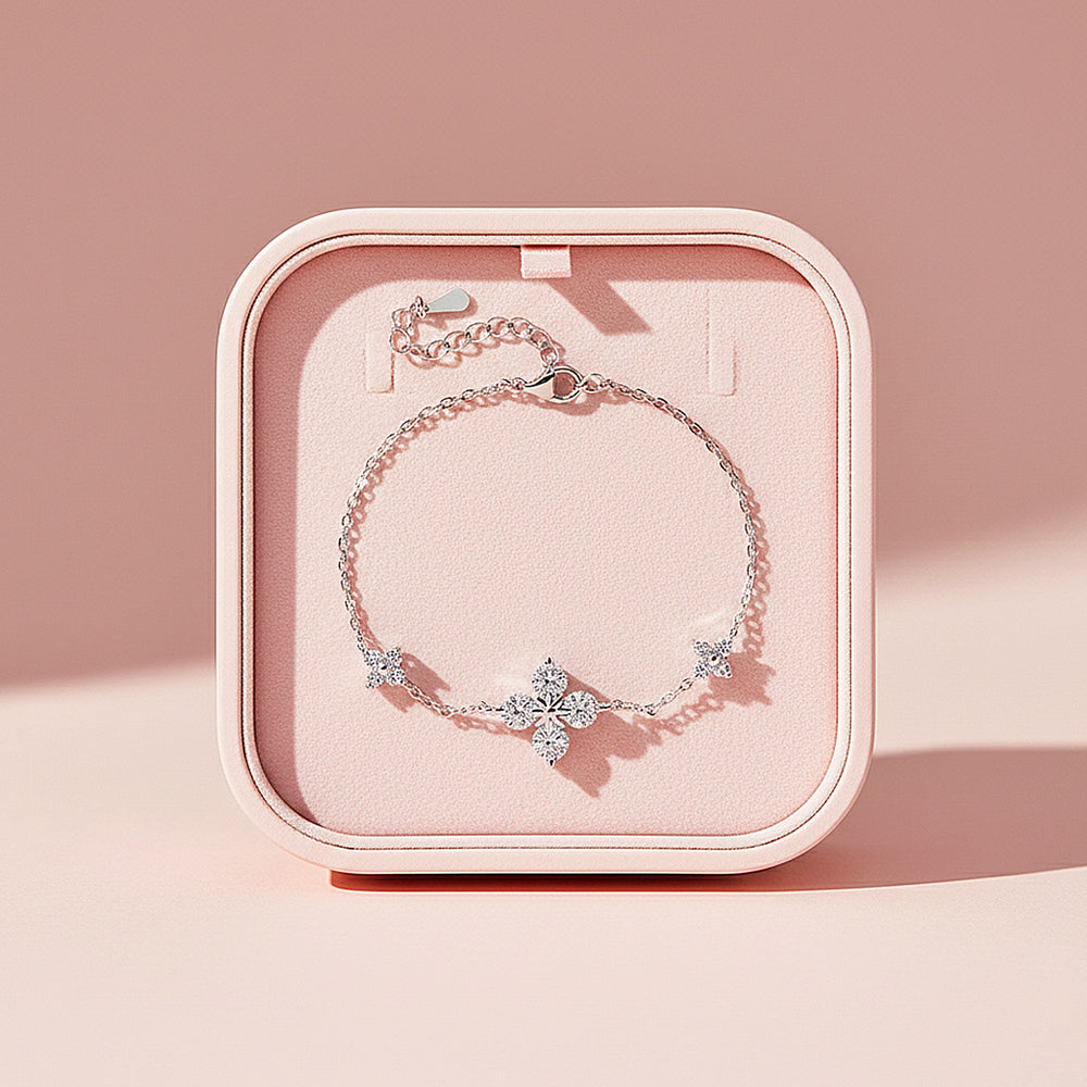 Floral Marquise Link Bracelet | Moissanite | Prm9162 - Bracelets | Singapore Jewellery, Wedding Rings & Gifts | Same Day Delivery | Tiara.com.sg