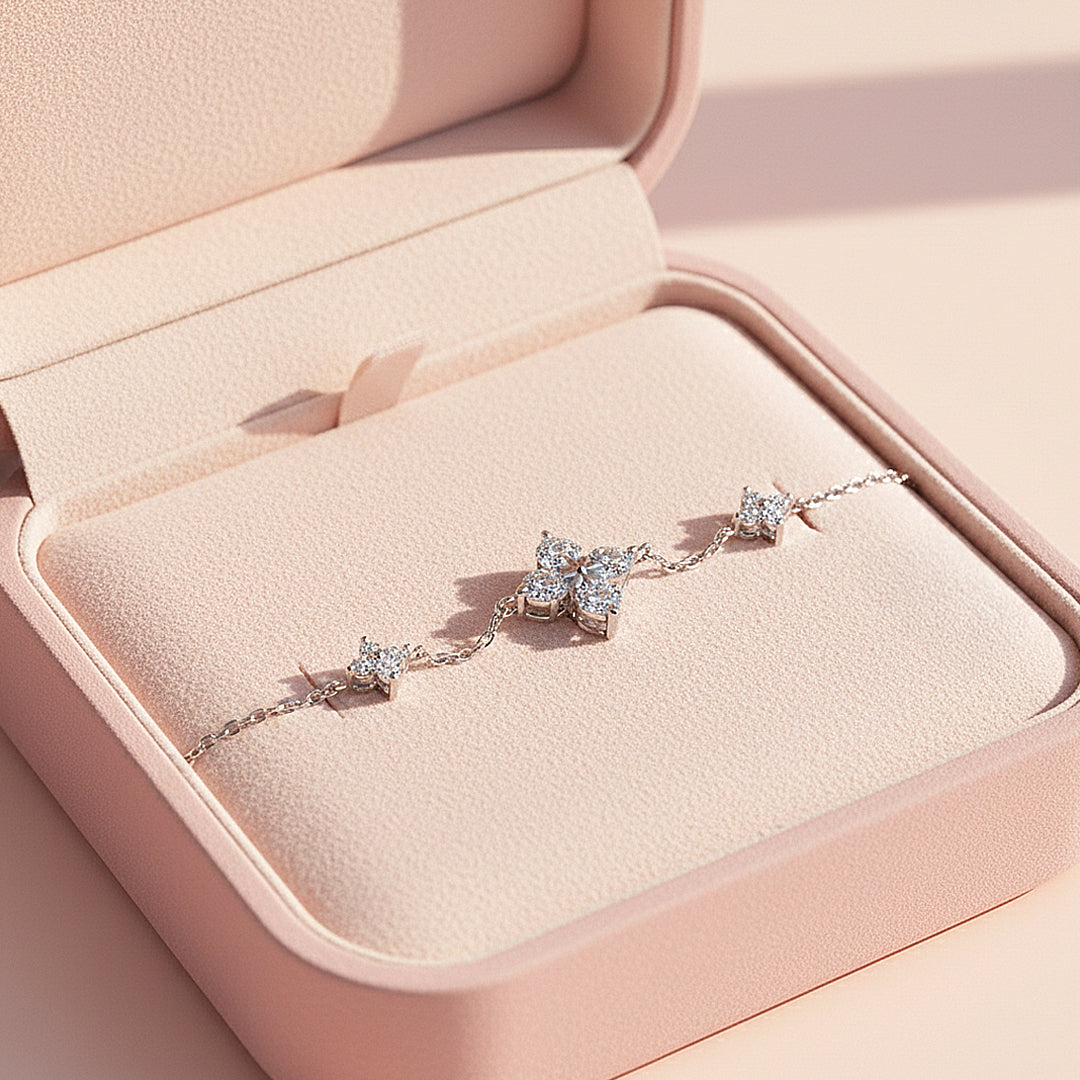 Floral Marquise Link Bracelet | Moissanite | Prm9162 - Bracelets | Singapore Jewellery, Wedding Rings &amp; Gifts | Same Day Delivery | Tiara.com.sg