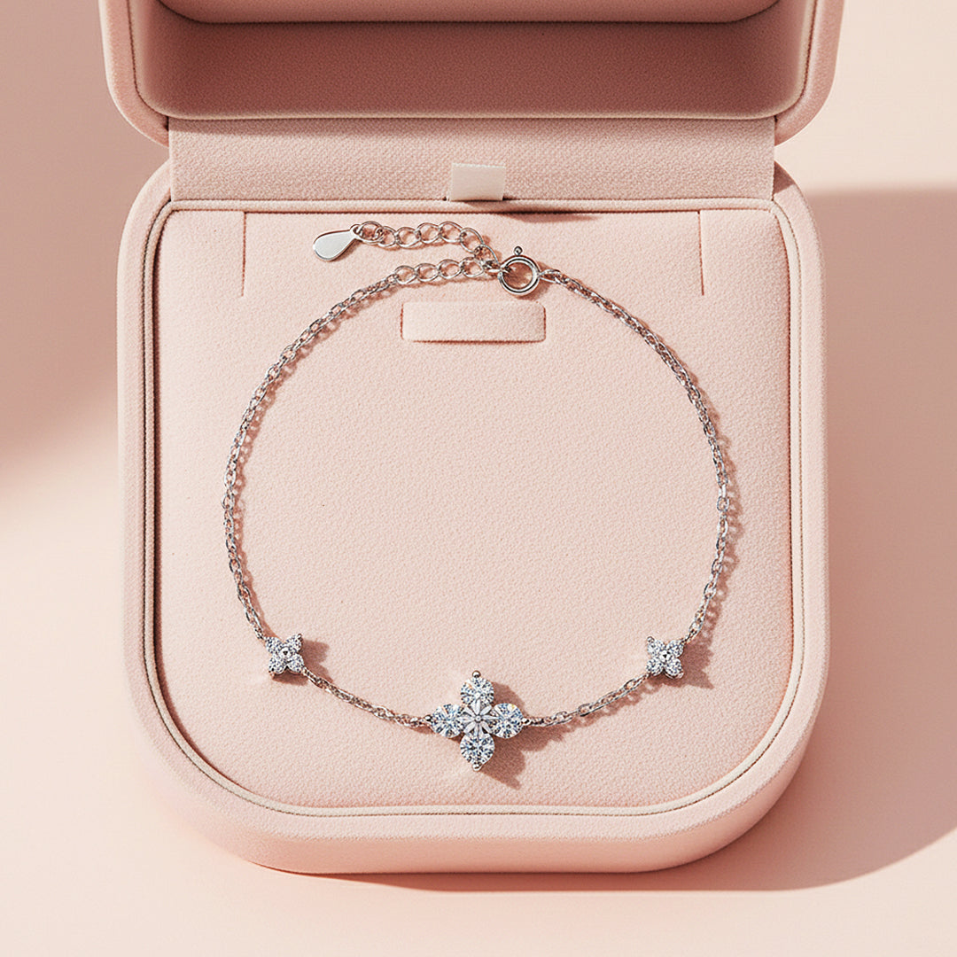 Floral Marquise Link Bracelet | Moissanite | Prm9162 - Bracelets | Singapore Jewellery, Wedding Rings &amp; Gifts | Same Day Delivery | Tiara.com.sg
