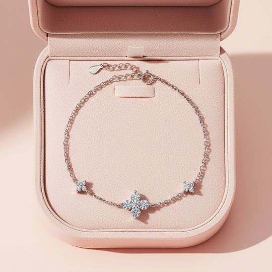 Floral Marquise Link Bracelet | Moissanite | Prm9162 - Bracelets | Singapore Jewellery, Wedding Rings &amp; Gifts | Same Day Delivery | Tiara.com.sg