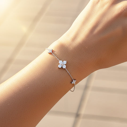 Floral Marquise Link Bracelet | Moissanite | Prm9162 - Bracelets | Singapore Jewellery, Wedding Rings &amp; Gifts | Same Day Delivery | Tiara.com.sg