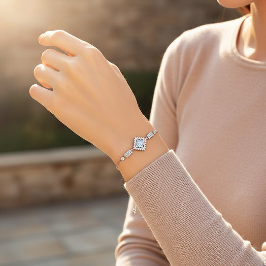 Rhombus Halo Slider Bracelet | Moissanite | Prm9164 - Bracelets | Singapore Jewellery, Wedding Rings &amp; Gifts | Same Day Delivery | Tiara.com.sg
