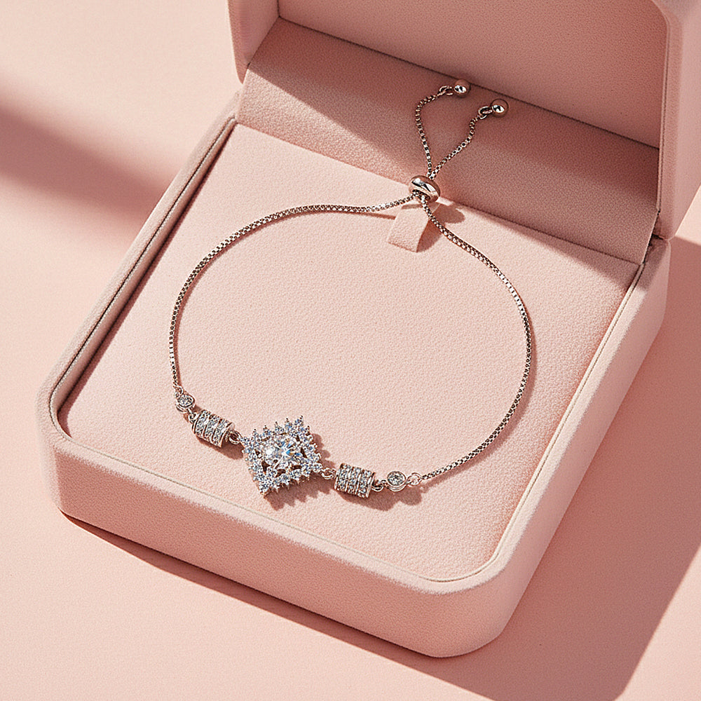 Rhombus Halo Slider Bracelet | Moissanite | Prm9164 - Bracelets | Singapore Jewellery, Wedding Rings & Gifts | Same Day Delivery | Tiara.com.sg