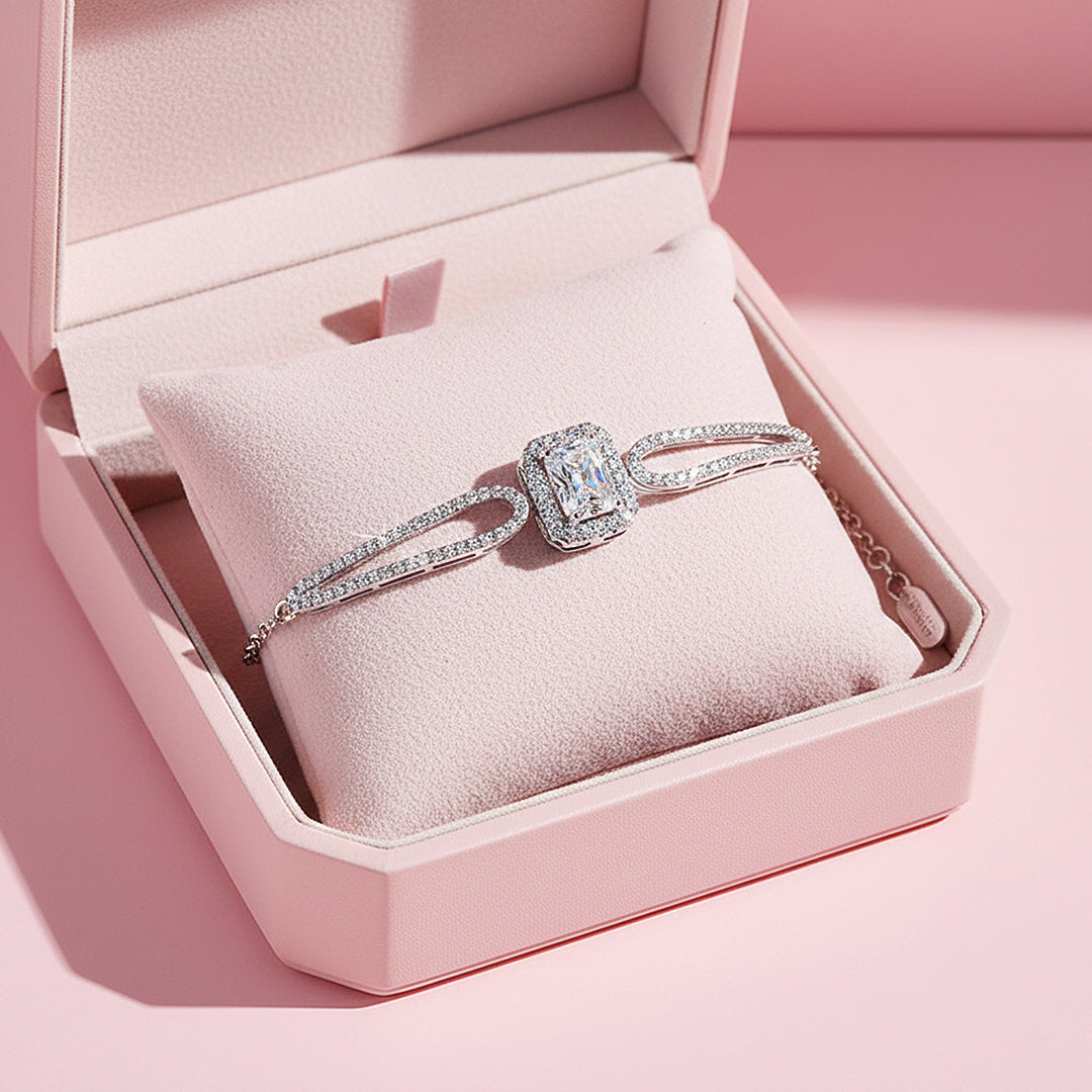 Emerald Halo Slider Bracelet | Moissanite | Prm9165 - Bracelets | Singapore Jewellery, Wedding Rings &amp; Gifts | Same Day Delivery | Tiara.com.sg
