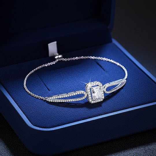 Emerald Halo Slider Bracelet | Moissanite | Prm9165 - Bracelets | Singapore Jewellery, Wedding Rings &amp; Gifts | Same Day Delivery | Tiara.com.sg
