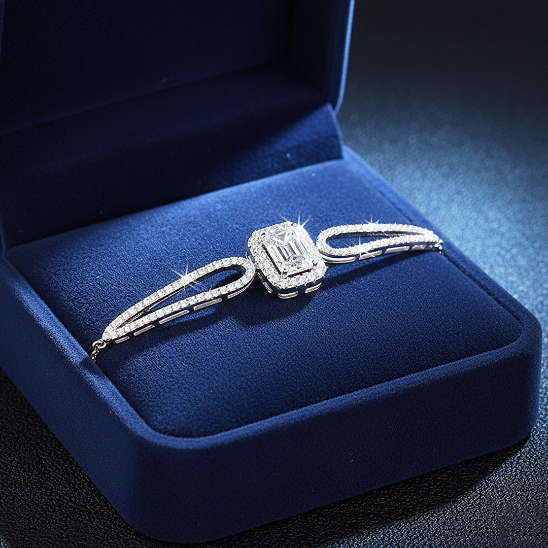 Emerald Halo Slider Bracelet | Moissanite | Prm9165 - Bracelets | Singapore Jewellery, Wedding Rings &amp; Gifts | Same Day Delivery | Tiara.com.sg