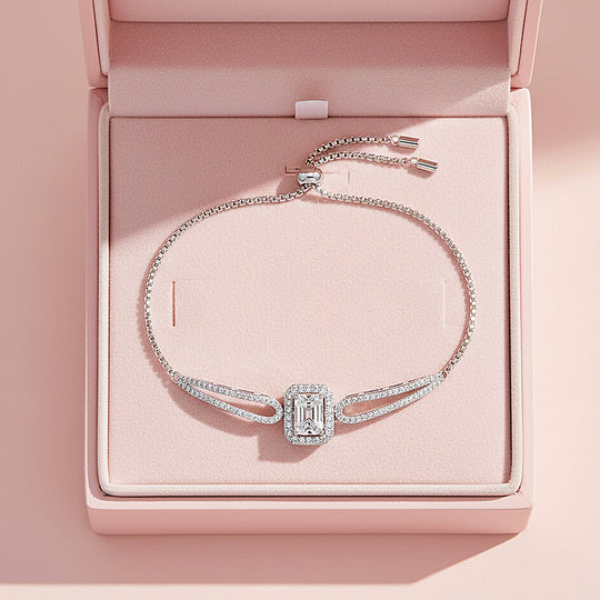 Emerald Halo Slider Bracelet | Moissanite | Prm9165 - Bracelets | Singapore Jewellery, Wedding Rings &amp; Gifts | Same Day Delivery | Tiara.com.sg