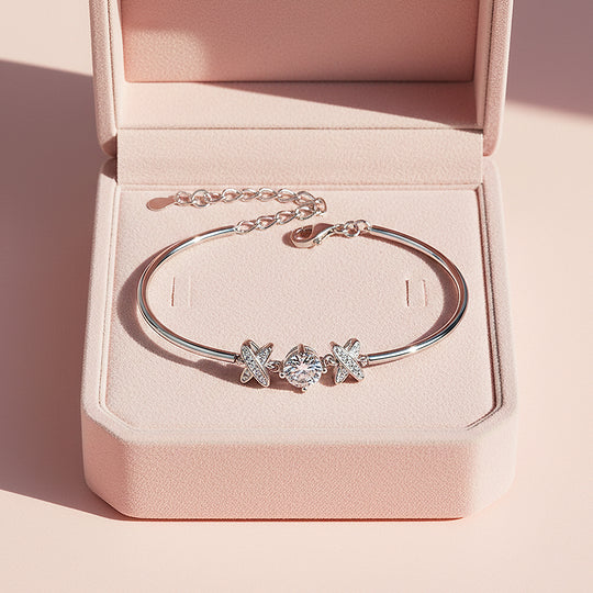 X Motif Adjustable Bangle | Moissanite | Prm9165 - Bracelets | Singapore Jewellery, Wedding Rings &amp; Gifts | Same Day Delivery | Tiara.com.sg