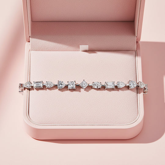 Multi-Shape Fancy-Cut Tennis Bracelet | Moissanite | Prm9168 - Bracelets | Singapore Jewellery, Wedding Rings &amp; Gifts | Same Day Delivery | Tiara.com.sg