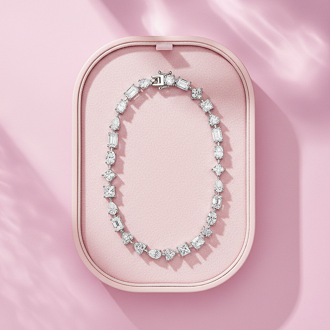 Multi-Shape Fancy-Cut Tennis Bracelet | Moissanite | Prm9168 - Bracelets | Singapore Jewellery, Wedding Rings &amp; Gifts | Same Day Delivery | Tiara.com.sg