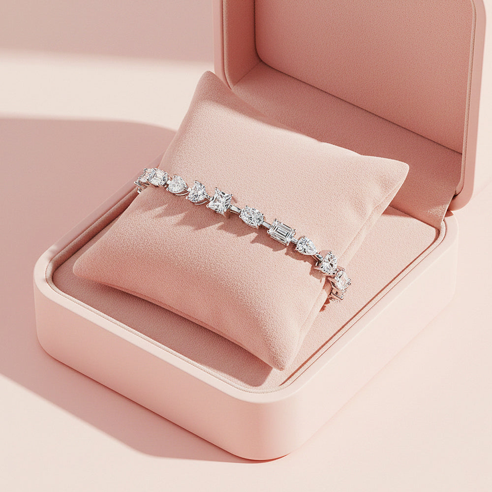 Multi-Shape Fancy-Cut Tennis Bracelet | Moissanite | Prm9168 - Bracelets | Singapore Jewellery, Wedding Rings & Gifts | Same Day Delivery | Tiara.com.sg