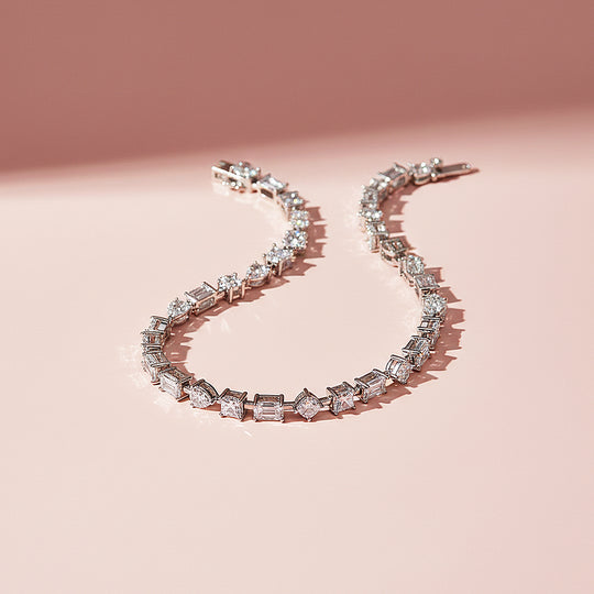 Multi-Shape Fancy-Cut Tennis Bracelet | Moissanite | Prm9168 - Bracelets | Singapore Jewellery, Wedding Rings &amp; Gifts | Same Day Delivery | Tiara.com.sg
