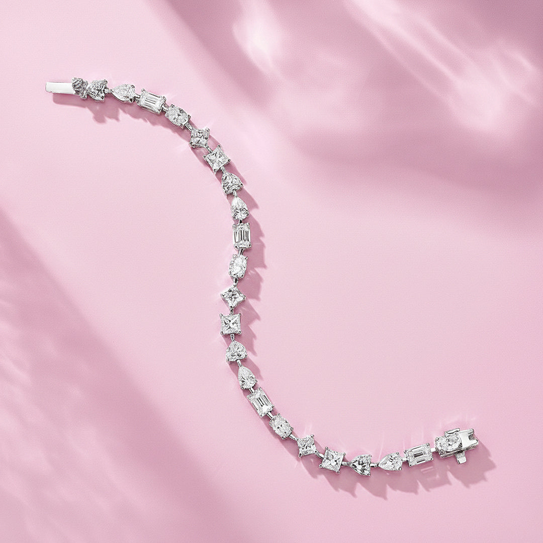 Multi-Shape Fancy-Cut Tennis Bracelet | Moissanite | Prm9168 - Bracelets | Singapore Jewellery, Wedding Rings &amp; Gifts | Same Day Delivery | Tiara.com.sg