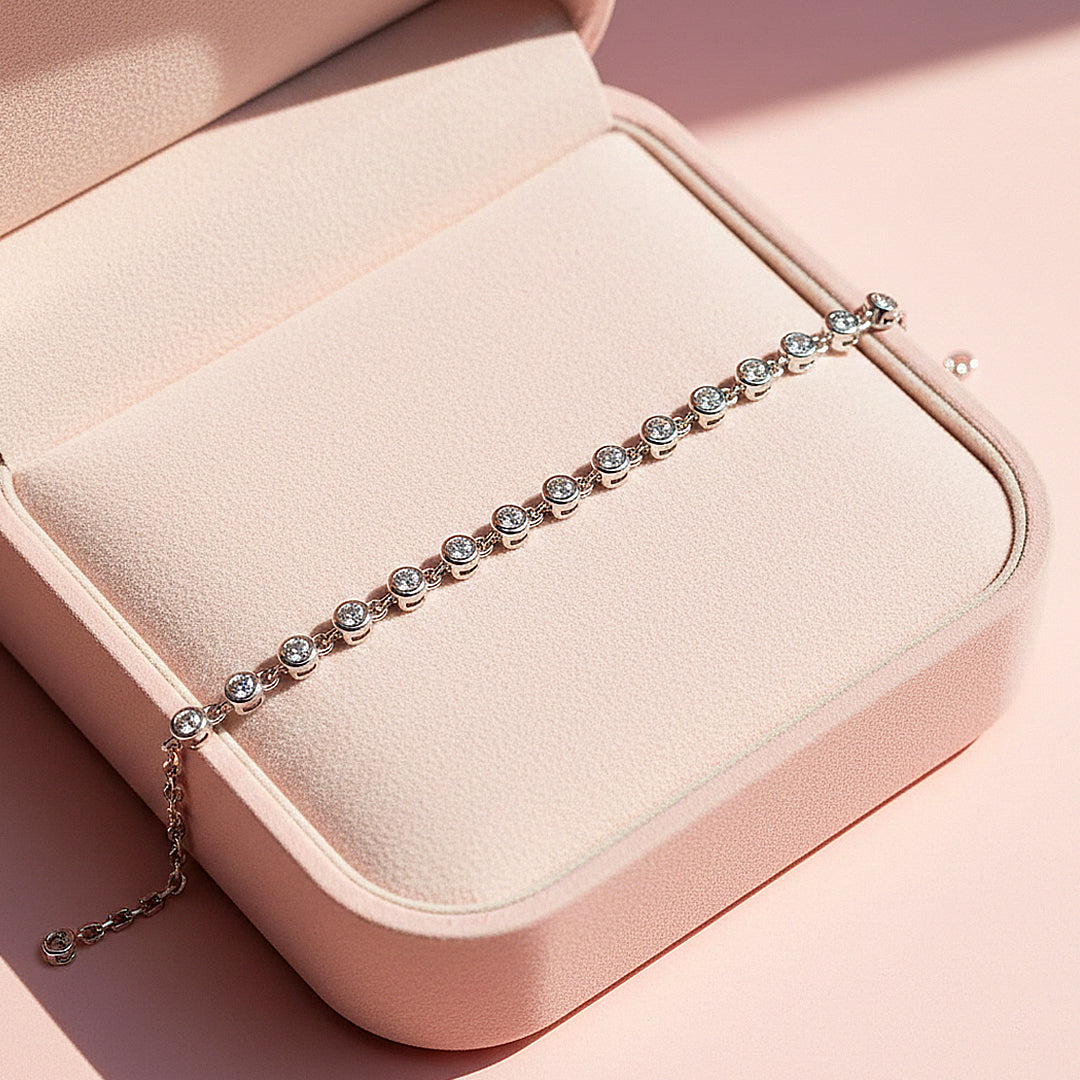 Bezel Adjustable Tennis Bracelet | Moissanite | Prm9169 - Bracelets | Singapore Jewellery, Wedding Rings &amp; Gifts | Same Day Delivery | Tiara.com.sg