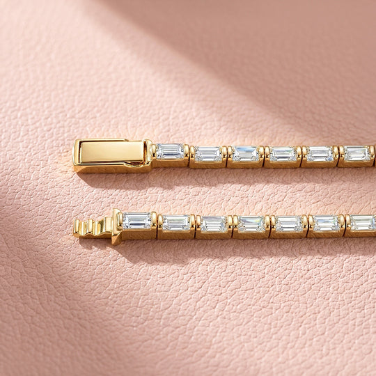 Baguette Moissanite Gold Tennis Women Bracelet | Prm9173