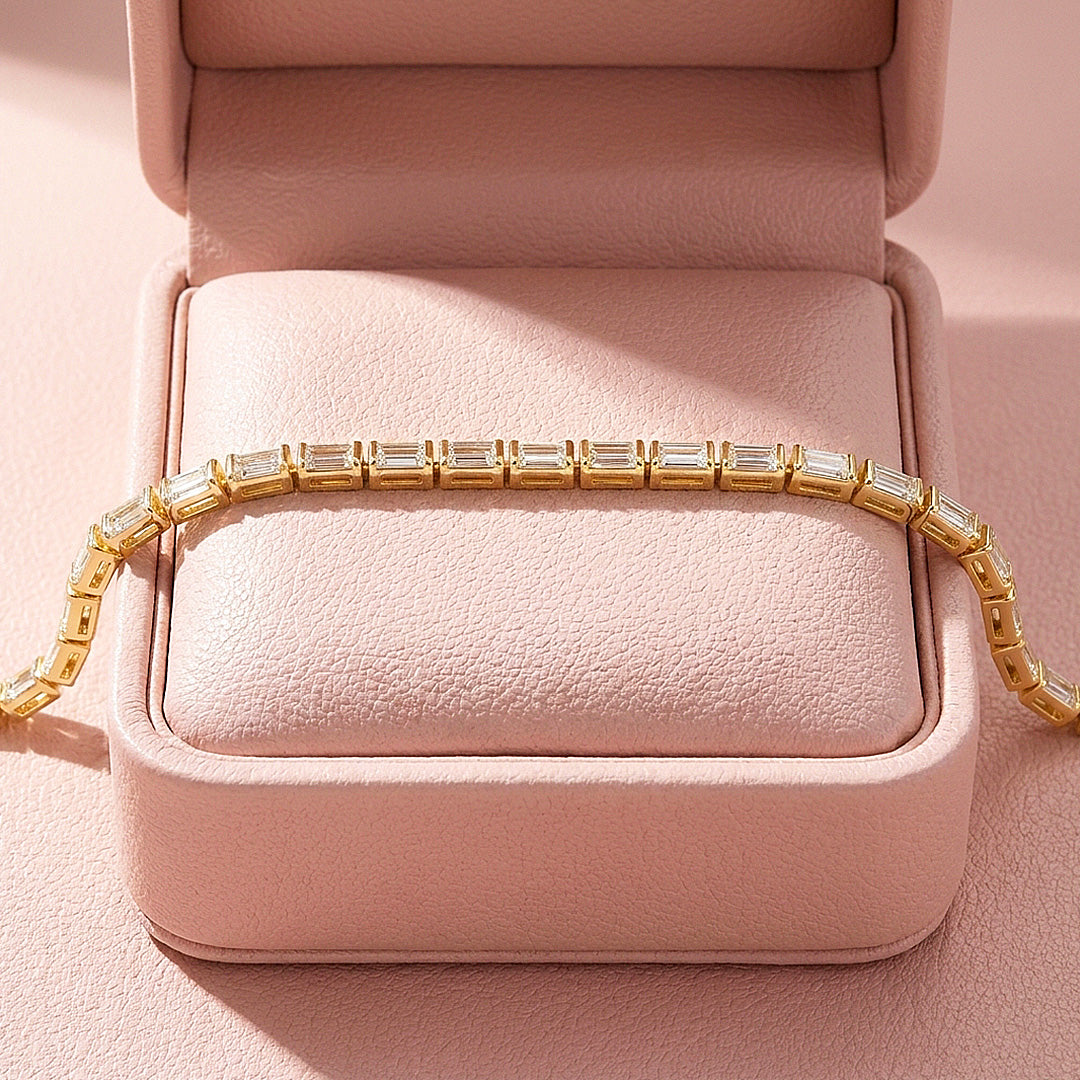 Baguette Moissanite Gold Tennis Women Bracelet | Prm9173