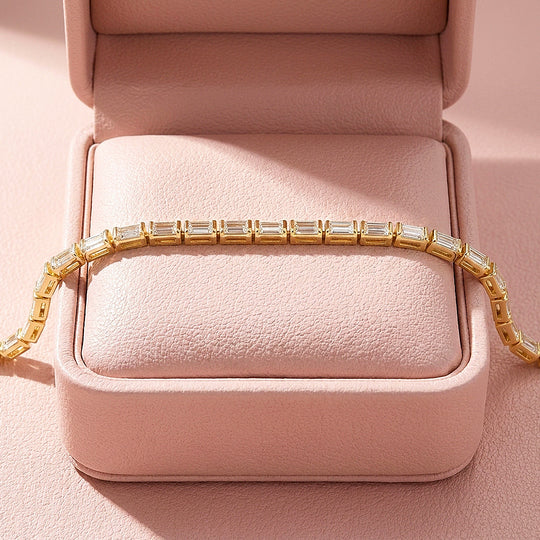 Baguette Moissanite Gold Tennis Women Bracelet | Prm9173