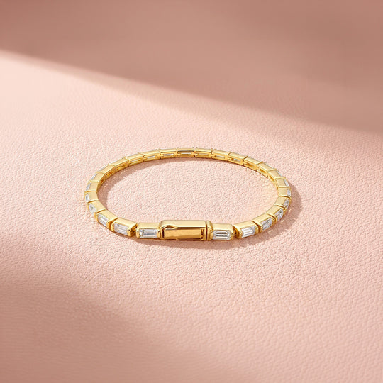 Baguette Moissanite Gold Tennis Women Bracelet | Prm9173