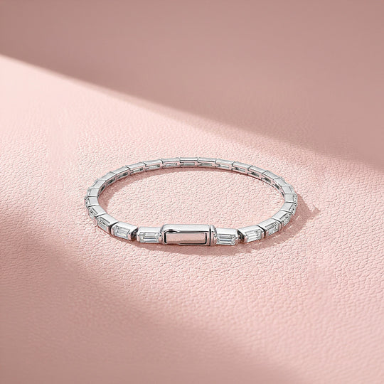 Baguette Moissanite Silver Tennis Women Bracelet | Prm9174